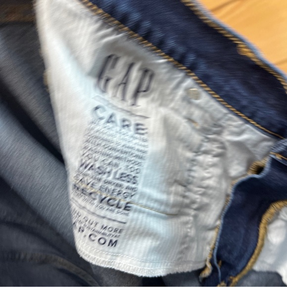 Gap Vintage Slim High Rise Jeans 34 18R Dark Indigo Stretch Denim Raw Hem - Picture 11 of 15